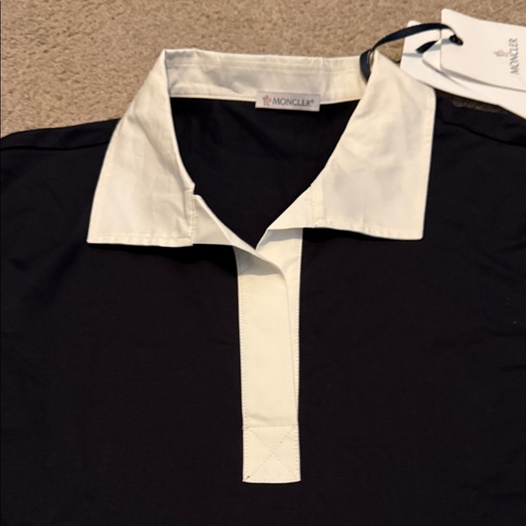 New Moncler Luxury Polo Manica Corta Shirt in Black and White - Picture 10 of 12